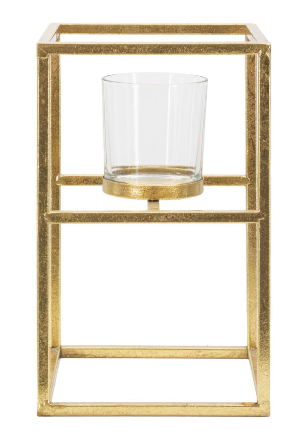 Suport Lumanare Mauro Ferretti Elegant  15X15X25 cm, Auriu