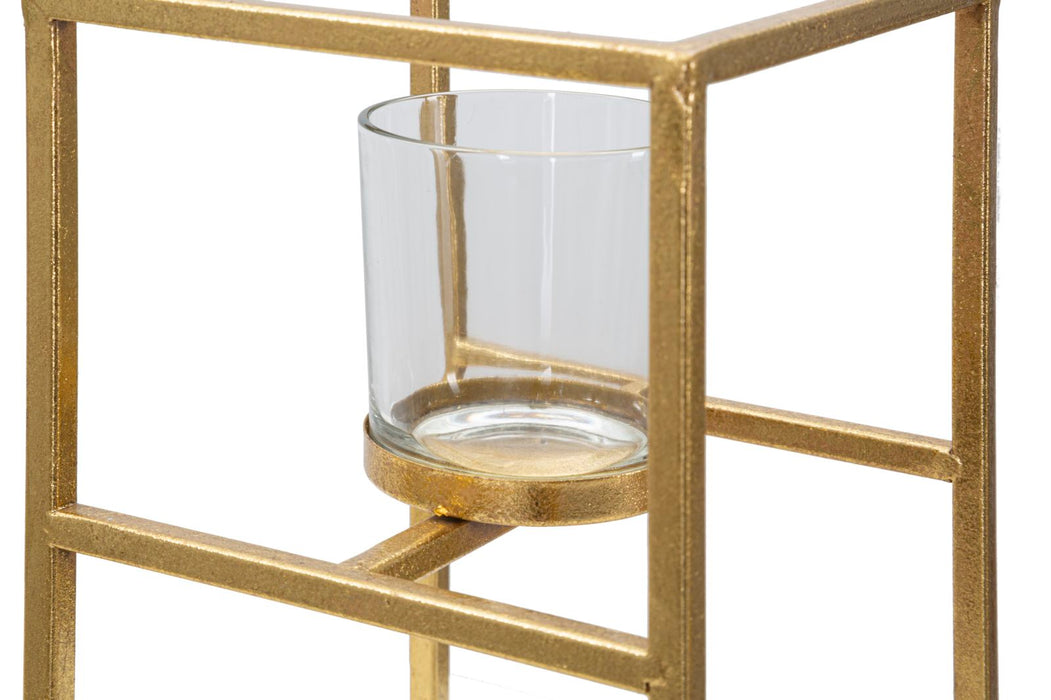 Suport Lumanare Mauro Ferretti Elegant  15X15X25 cm, Auriu
