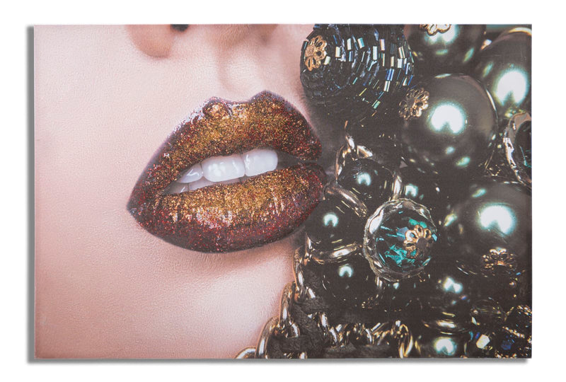 Tablou decorativ Finisat Manual Mauro Ferretti  Beautiful Lips, 80X3,8X120 cm, Multicolor