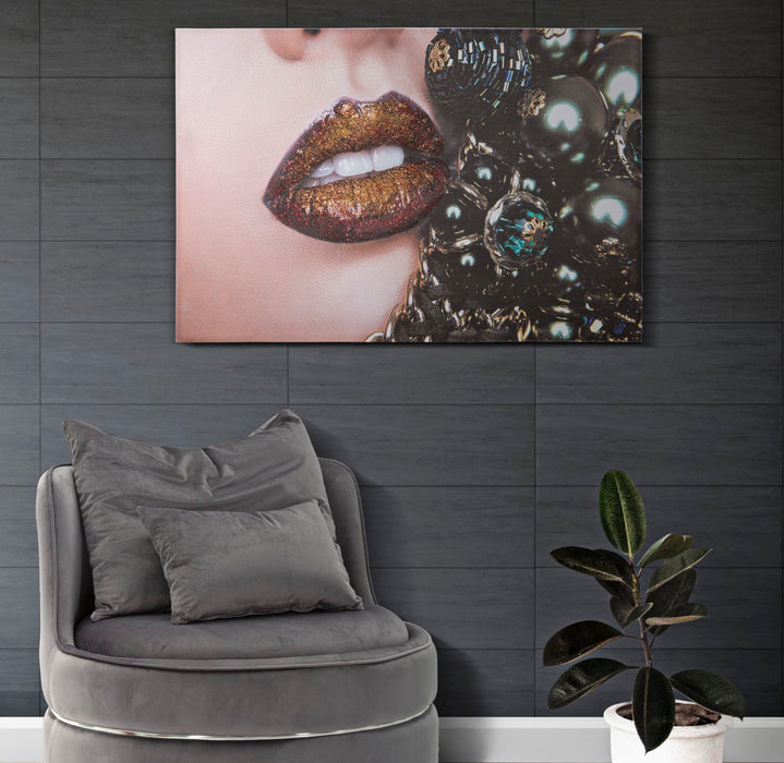 Tablou decorativ Finisat Manual Mauro Ferretti  Beautiful Lips, 80X3,8X120 cm, Multicolor