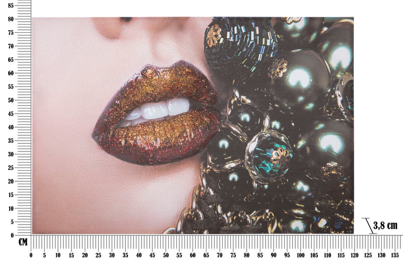 Tablou decorativ Finisat Manual Mauro Ferretti  Beautiful Lips, 80X3,8X120 cm, Multicolor