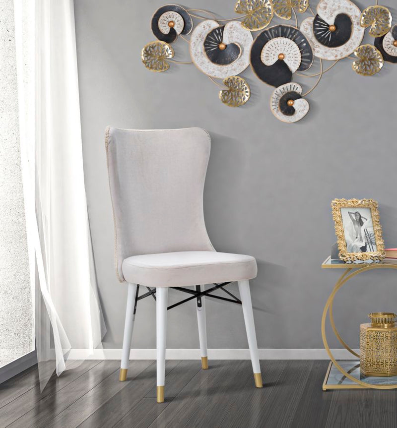 Set Scaune Mauro Ferretti Mimoza Cream, Set 2 Piese,  40X65X99 cm, Crem/Alb/ Auriu