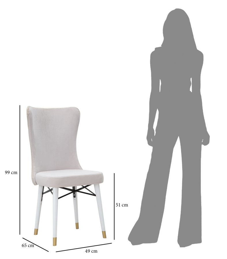 Set Scaune Mauro Ferretti Mimoza Cream, Set 2 Piese,  40X65X99 cm, Crem/Alb/ Auriu