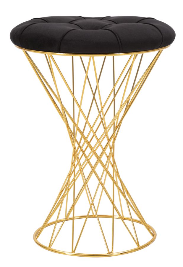 Puff Mauro Ferretti Tower Black  Ø 41X50 cm, Auriu/Negru