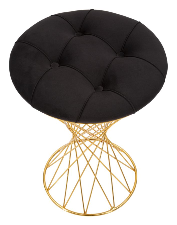Puff Mauro Ferretti Tower Black  Ø 41X50 cm, Auriu/Negru