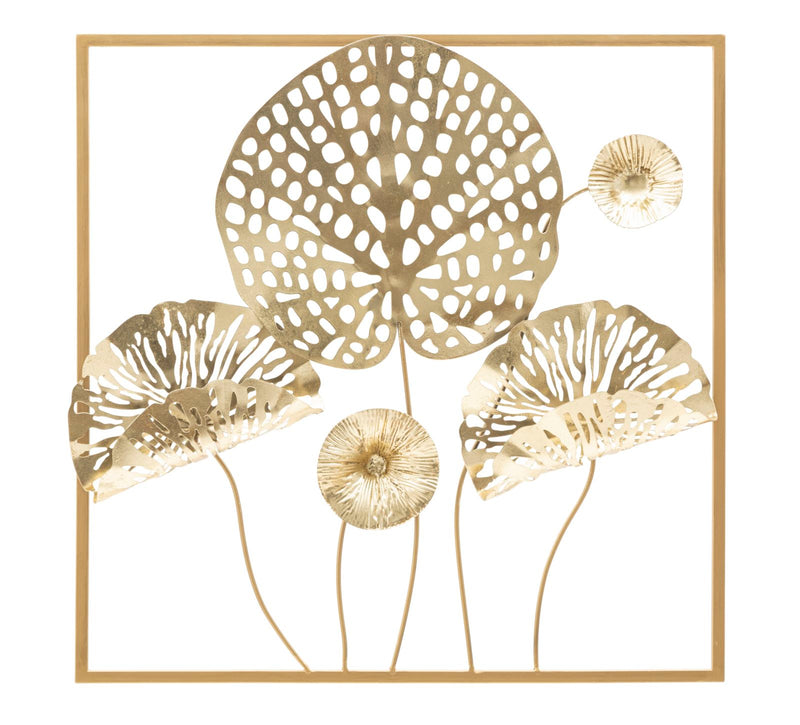 Decoratiune de Perete Mauro Ferretti Gold Flowers  50X5X50 cm, Multicolor