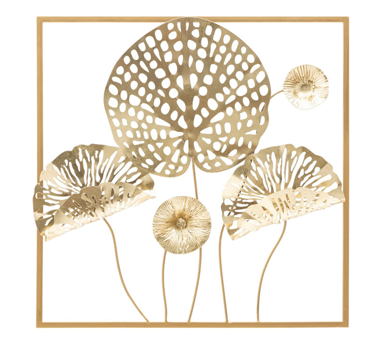 Decoratiune de Perete Mauro Ferretti Gold Flowers  50X5X50 cm, Multicolor