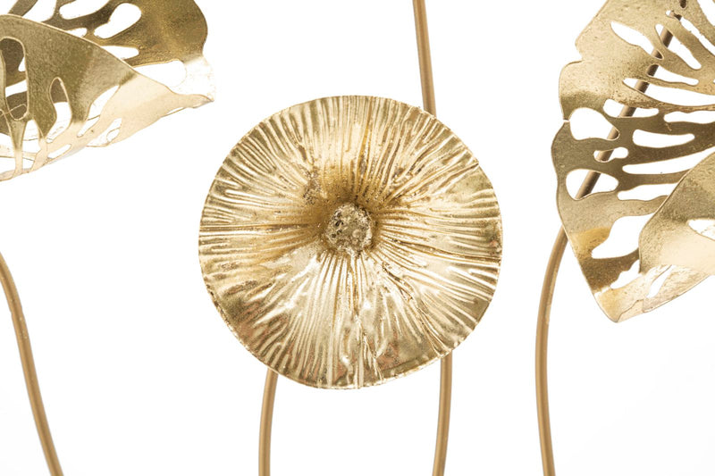 Decoratiune de Perete Mauro Ferretti Gold Flowers  50X5X50 cm, Multicolor