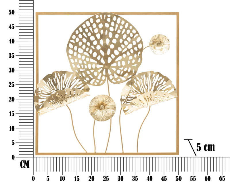 Decoratiune de Perete Mauro Ferretti Gold Flowers  50X5X50 cm, Multicolor