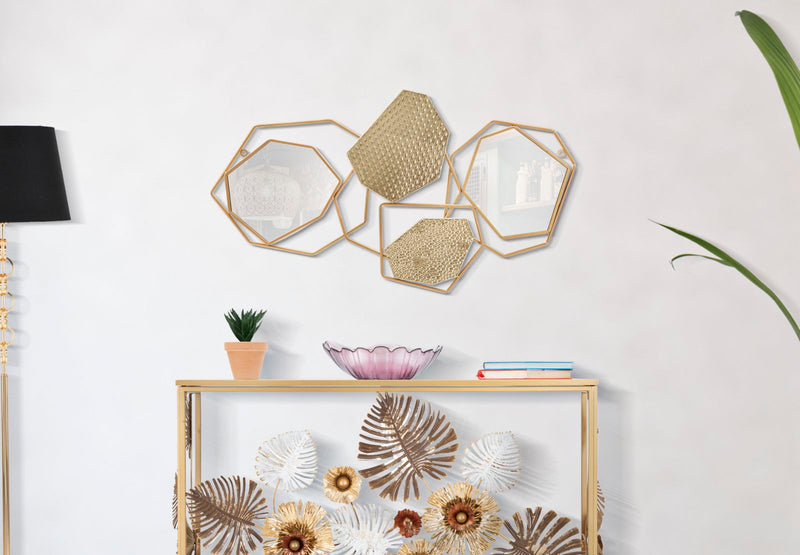 Oglinda decorativa Mauro Ferretti Stone  91X4X52 cm, Auriu