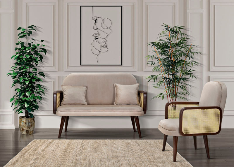 Canapea 2 Locuri Mauro Ferretti Austria  131X80X93 cm, Crem/Maro