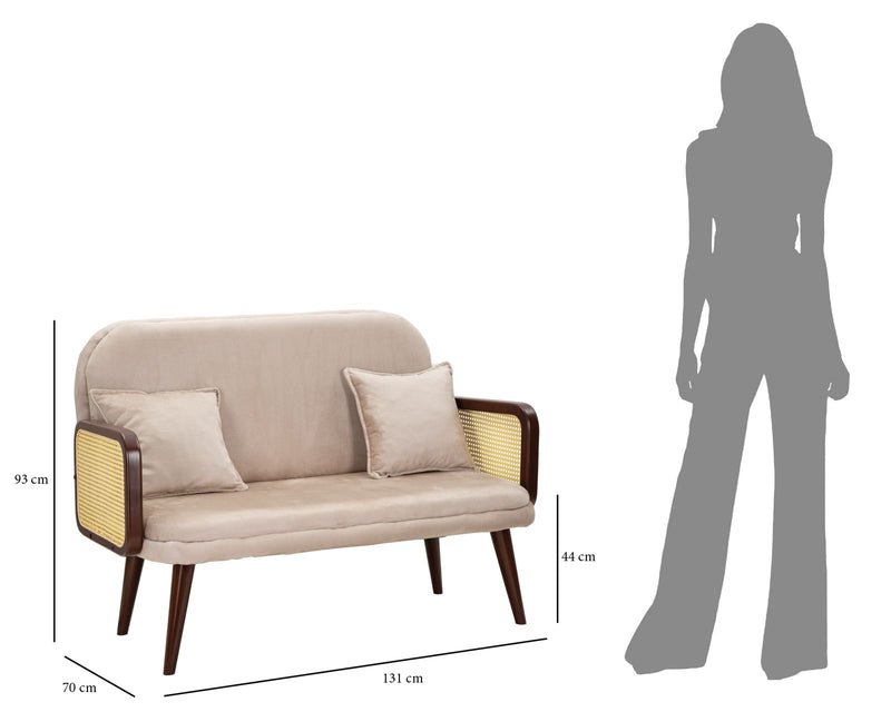 Canapea 2 Locuri Mauro Ferretti Austria  131X80X93 cm, Crem/Maro