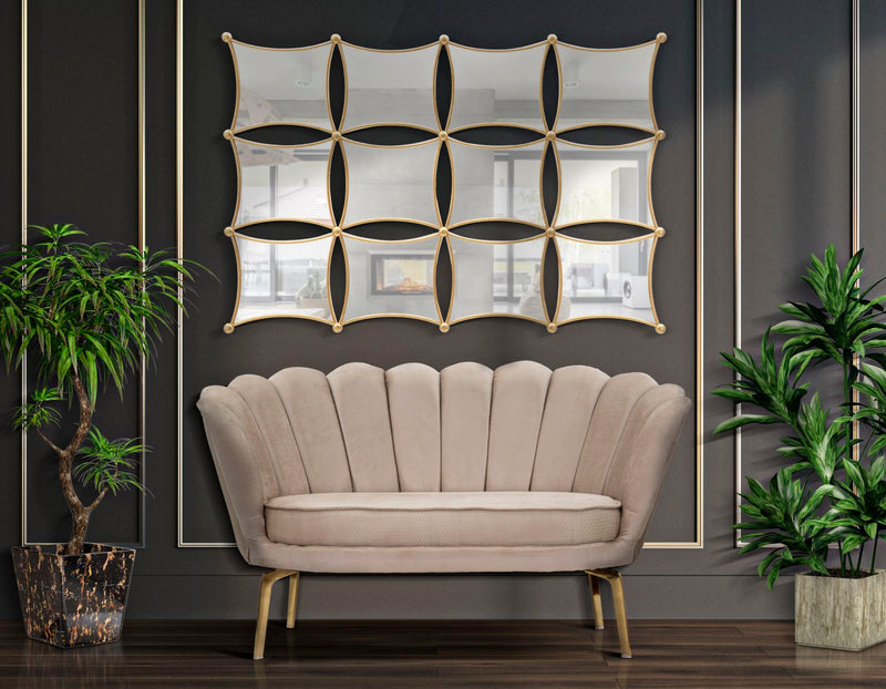 Canapea 2 Locuri Mauro Ferretti Vienna Plus Cream  136X76X78 cm, Crem/Auriu