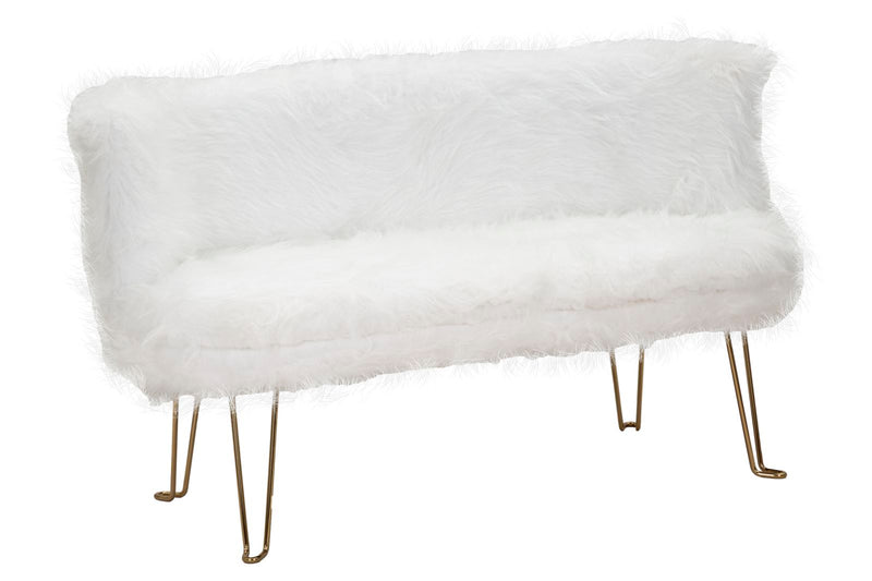 Canapea 2 Locuri Mauro Ferretti Hacil White  134X54X77 cm, Alb/Auriu