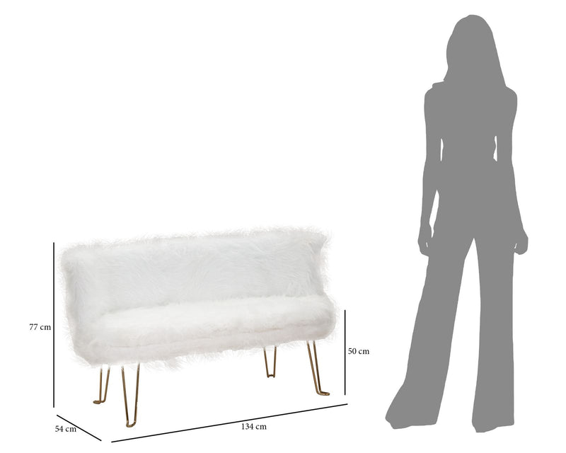 Canapea 2 Locuri Mauro Ferretti Hacil White  134X54X77 cm, Alb/Auriu