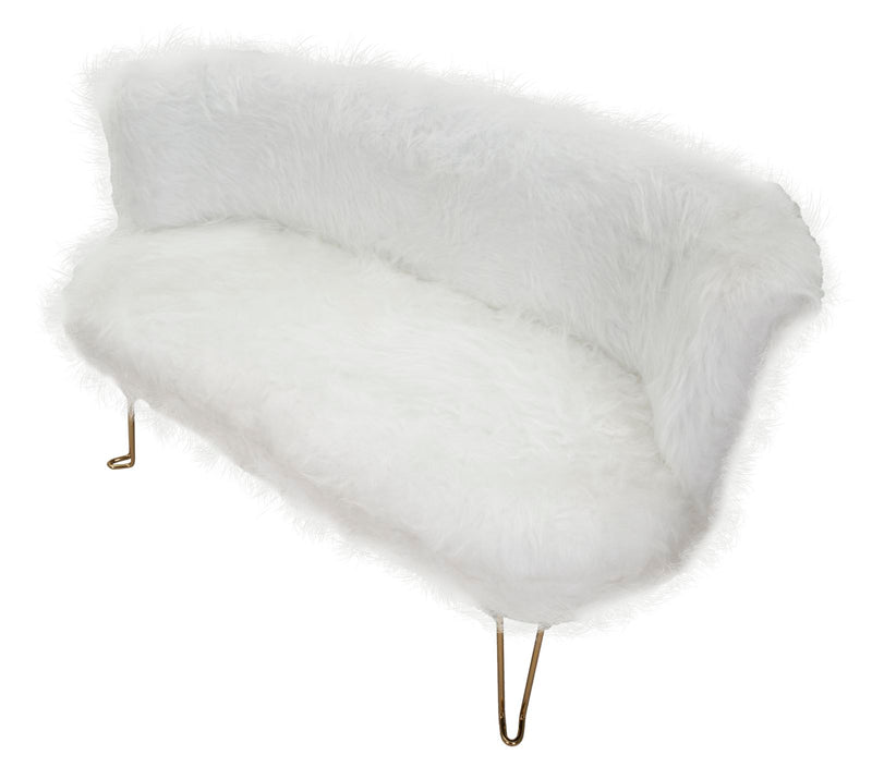 Canapea 2 Locuri Mauro Ferretti Hacil White  134X54X77 cm, Alb/Auriu