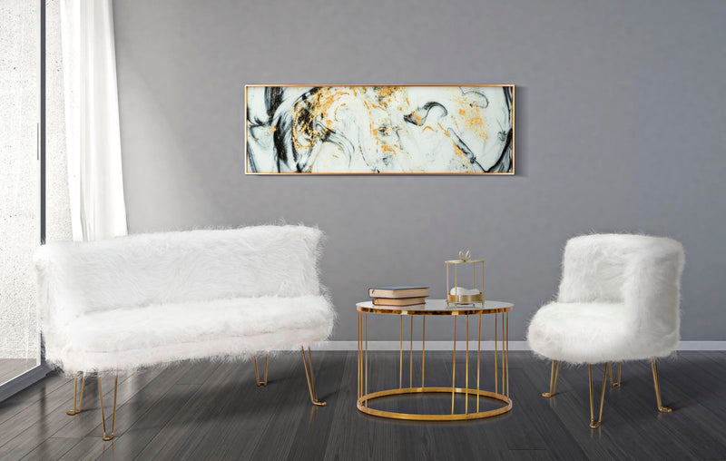 Fotoliu Mauro Ferreti Hacil White  73X64X77 cm, Alb/Auriu