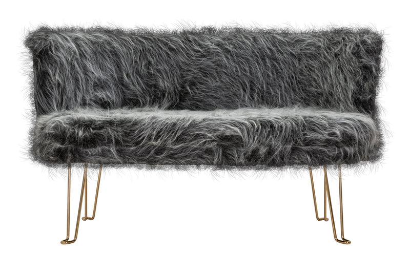 Canapea 2 Locuri Mauro Ferretti Hacil Grey  134X54X77 cm, Gri/Auriu