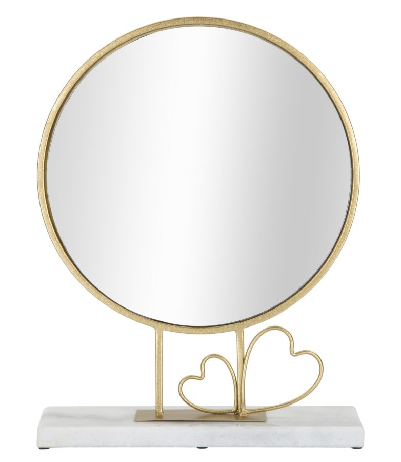 Oglinda de Masa Mauro Ferretti Heart 30X9X39,5 cm, Auriu/Marmura