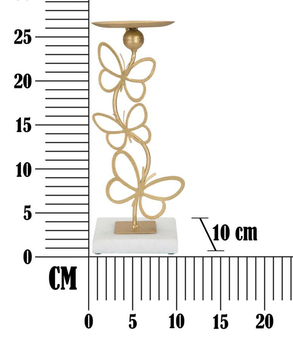 Suport Lumanare Butterfly Mauro Ferretti  10X10X26,5 cm, Auriu/Marmura