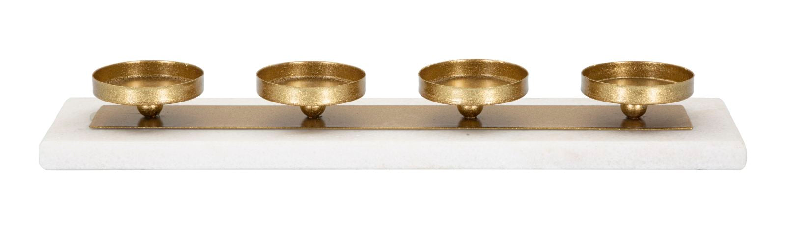 Suport Lumanari Marble Mauro Ferretti  40X10X5 cm, Auriu/Marmura