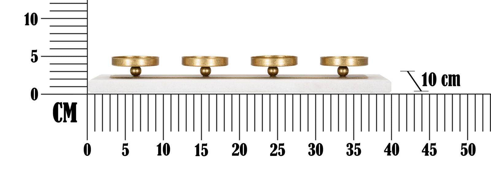 Suport Lumanari Marble Mauro Ferretti  40X10X5 cm, Auriu/Marmura