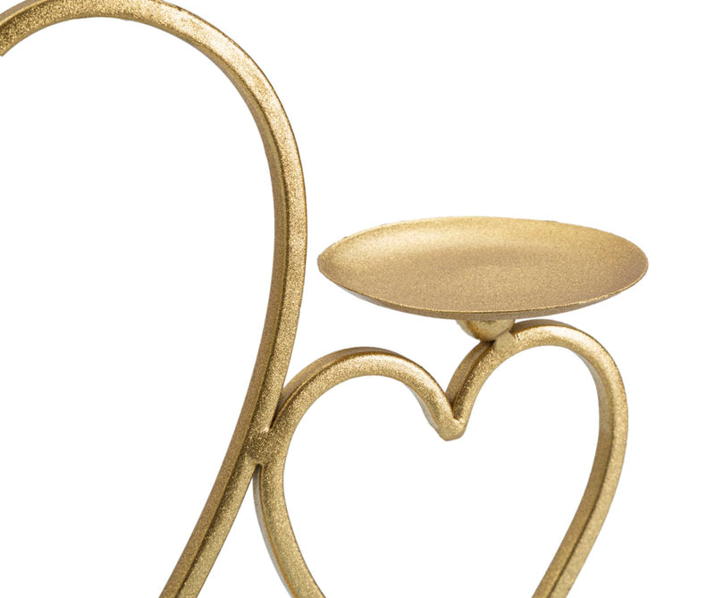 Suport Lumanari Hearts Mauro Ferretti  30X9X20 cm, Auriu/Marmura