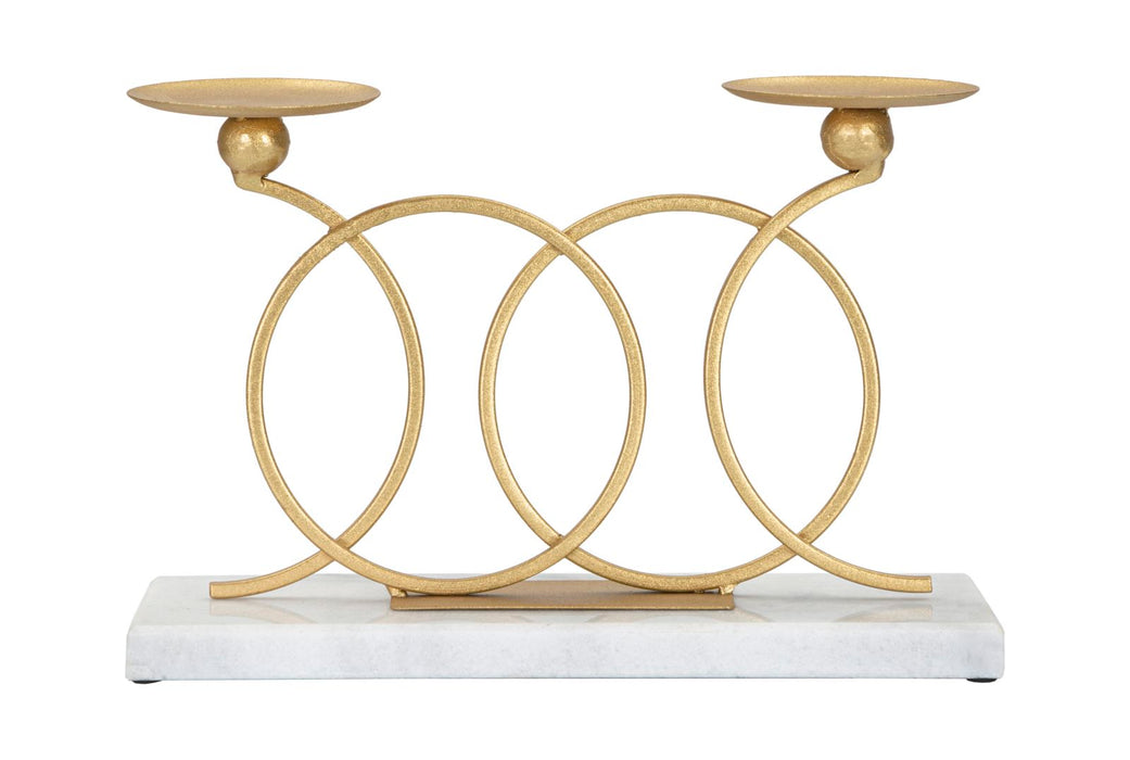 Suport Lumanari Infinity Mauro Ferretti  30X9X20 cm, Auriu/Marmura