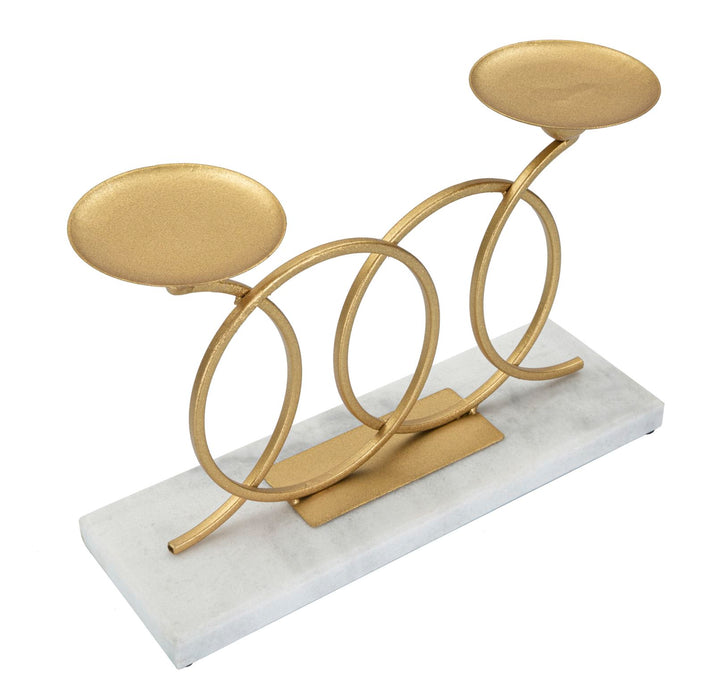 Suport Lumanari Infinity Mauro Ferretti  30X9X20 cm, Auriu/Marmura