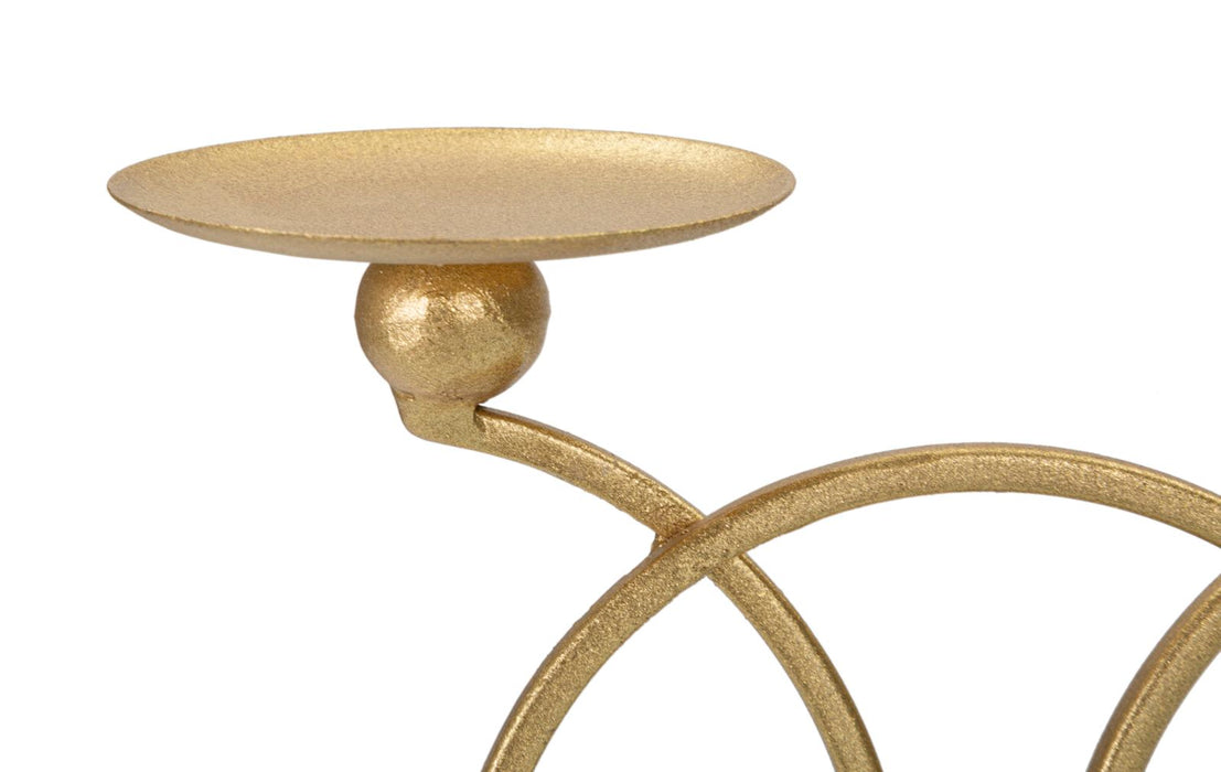 Suport Lumanari Infinity Mauro Ferretti  30X9X20 cm, Auriu/Marmura