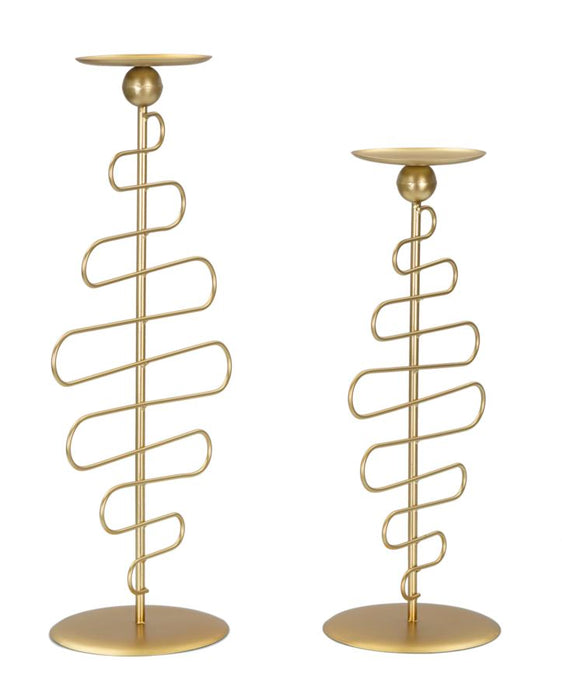 Set Suporturi Lumanari Mauro Ferretti, Set 2 Piese,  20X16X43 cm, Auriu