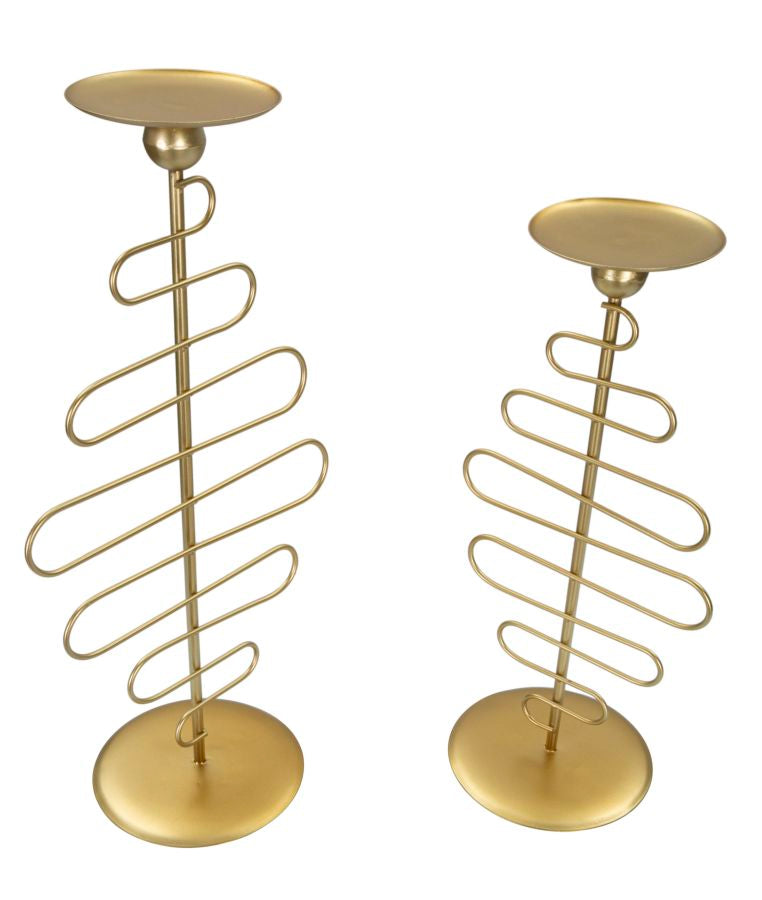 Set Suporturi Lumanari Mauro Ferretti, Set 2 Piese,  20X16X43 cm, Auriu