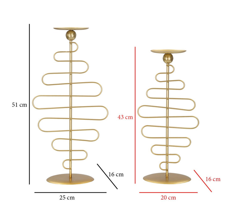 Set Suporturi Lumanari Mauro Ferretti, Set 2 Piese,  20X16X43 cm, Auriu