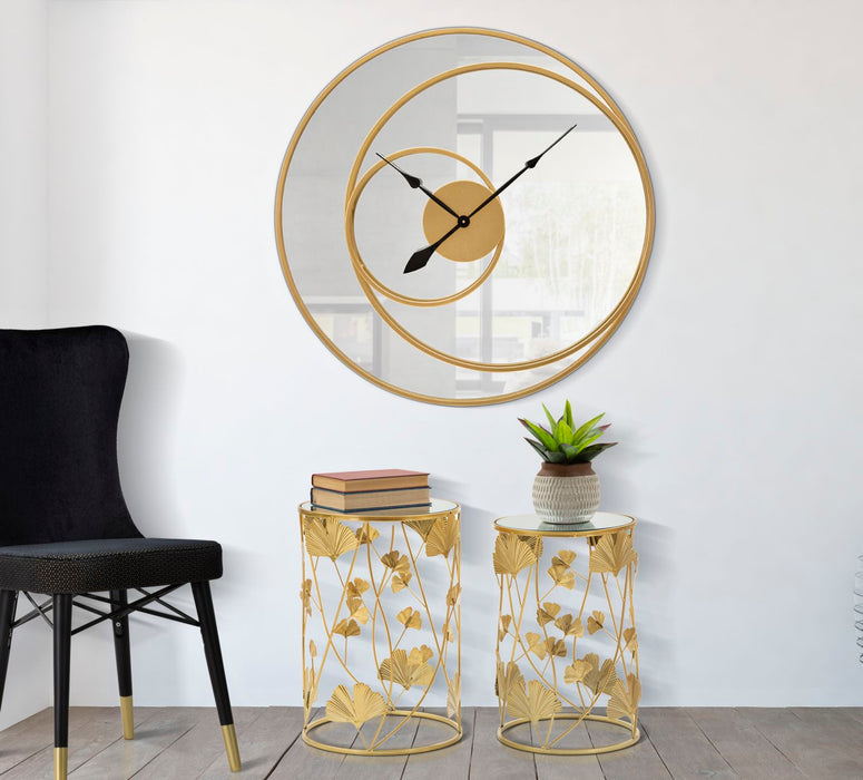Oglinda decorativa Mauro Ferretti With Clock  Ø 90X5,5 cm, Auriu