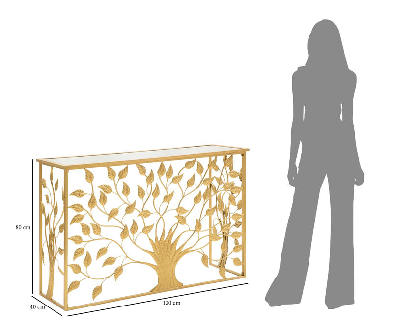Consola Mauro Ferretti Albero  120X40X80 cm, Auriu