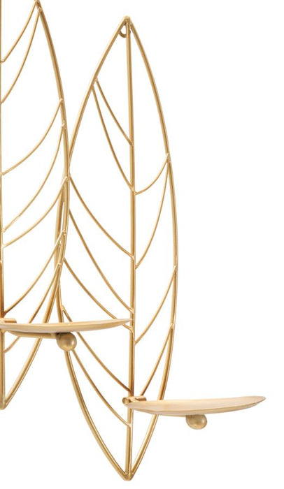Suport Lumanari Mauro Ferretti Damuro Leaf, Pentru Perete,  66X14X56 cm, Auriu