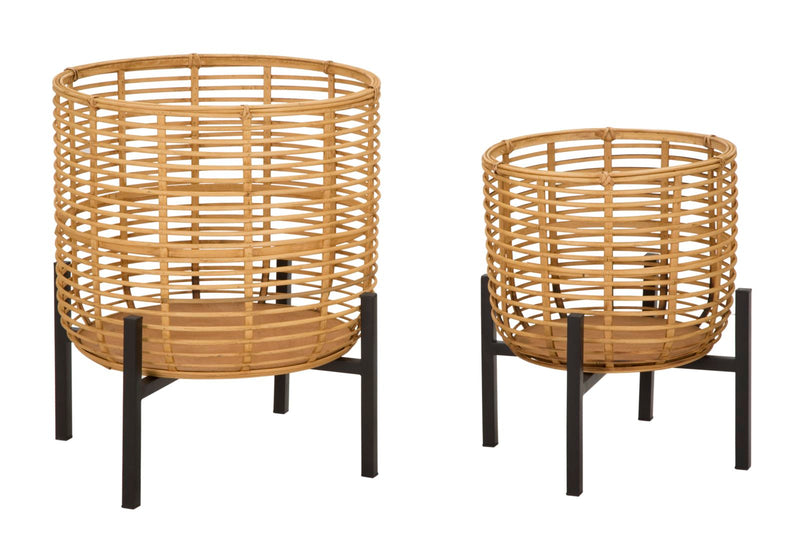 Set Suporturi Pentru Ghivece Mauro Ferretti Rattan, Set 2 Piese,  Ø 41X47-33X39 cm, Multicolor
