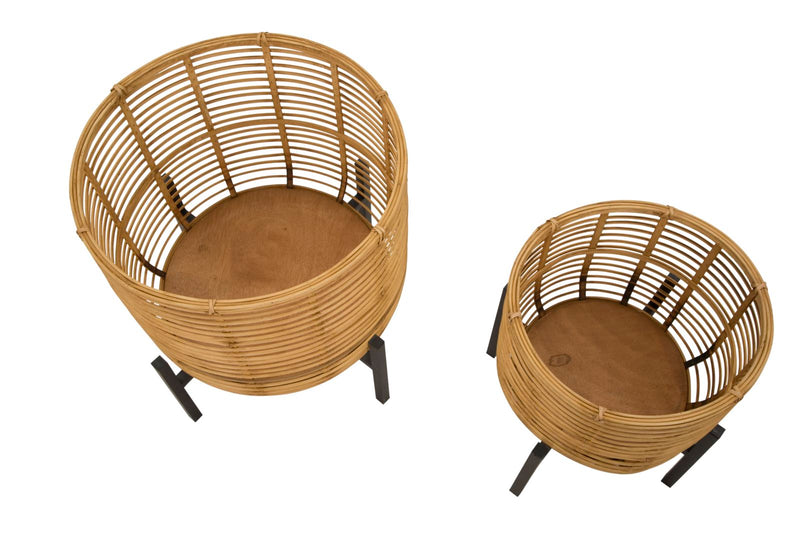 Set Suporturi Pentru Ghivece Mauro Ferretti Rattan, Set 2 Piese,  Ø 41X47-33X39 cm, Multicolor