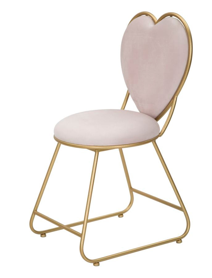 Scaun Mauro Ferretti Heart, 37X47X80 cm, Auriu/Roz