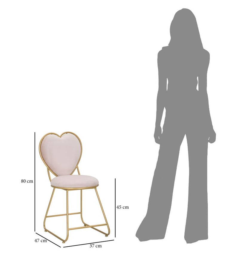 Scaun Mauro Ferretti Heart, 37X47X80 cm, Auriu/Roz
