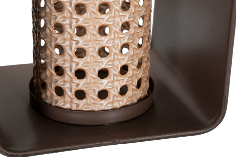 Felinar Suport Lumanare Lantern Iron-Rattan  16X13X20 cm, Multicolor
