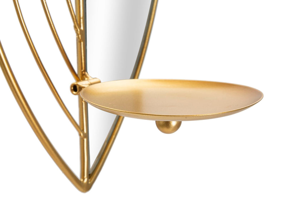 Set Suporturi Lumanari Mauro Ferretti Damuro, Pentru Perete, Set 2 Piese,  18X13X41-15X13X35 cm, Auriu