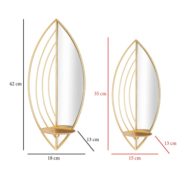Set Suporturi Lumanari Mauro Ferretti Damuro, Pentru Perete, Set 2 Piese,  18X13X41-15X13X35 cm, Auriu