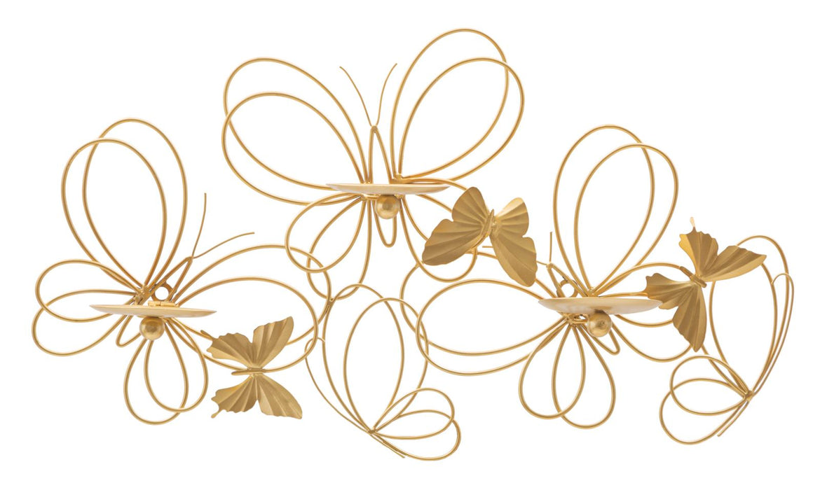 Suport Lumanari Mauro Ferretti Butterflies, Pentru Perete,  61X12X34 cm, Auriu