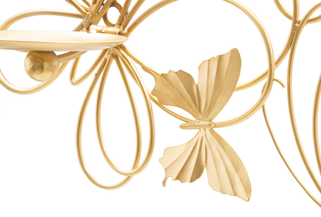 Suport Lumanari Mauro Ferretti Butterflies, Pentru Perete,  61X12X34 cm, Auriu