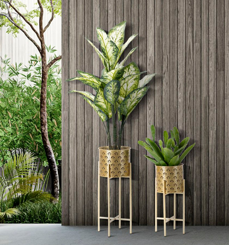 Set Suporturi Pentru Ghivece Mauro Ferretti Golvy B, Set 2 Piese, Ø 21X52-19X42 cm, Auriu