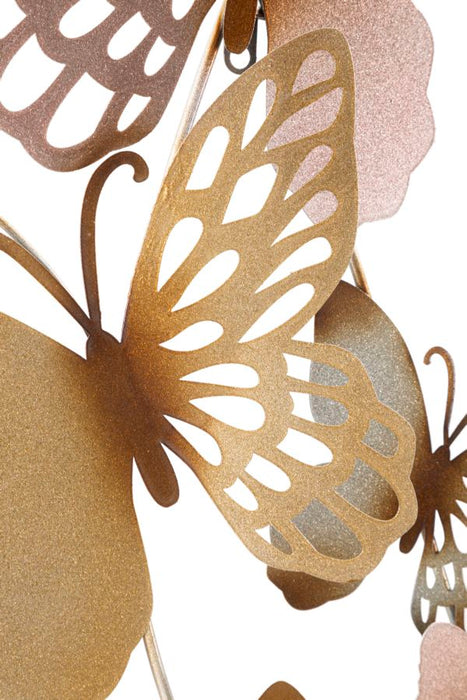 Decoratiune de Perete Mauro Ferretti Butterflies Gold/Pink C  59,5X4X111,5 cm, Multicolor