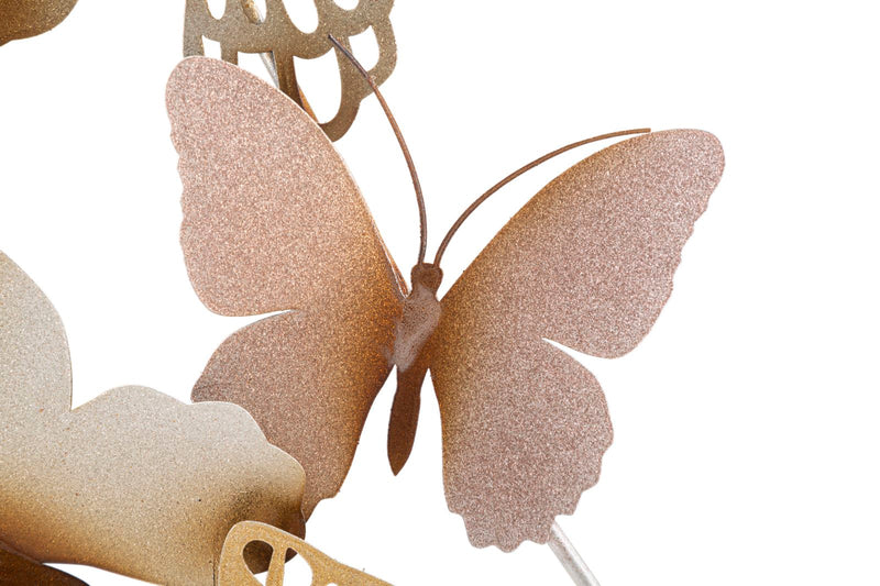 Decoratiune de Perete Mauro Ferretti Butterflies Gold/Pink C  59,5X4X111,5 cm, Multicolor