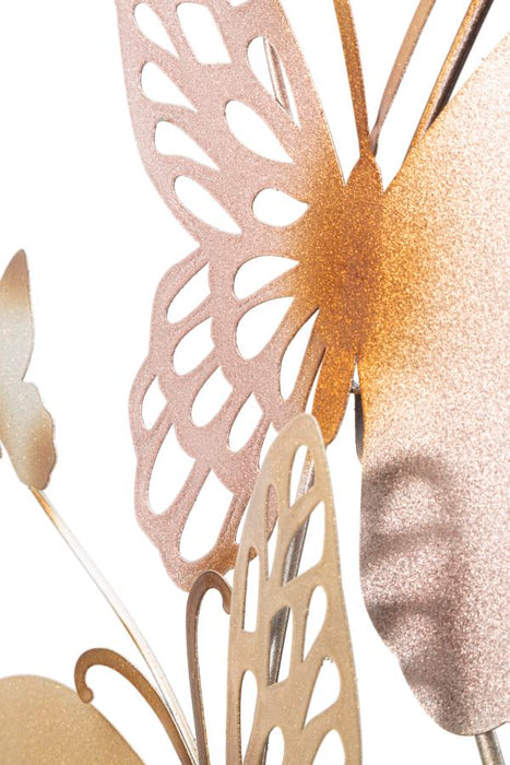 Decoratiune de Perete Mauro Ferretti Butterflies Gold/Pink C  59,5X4X111,5 cm, Multicolor