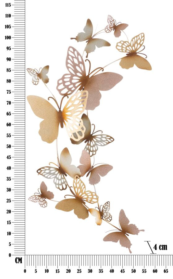 Decoratiune de Perete Mauro Ferretti Butterflies Gold/Pink C  59,5X4X111,5 cm, Multicolor